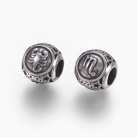316 Surgical Stainless Steel European Beads STAS-F195-128P-09-1