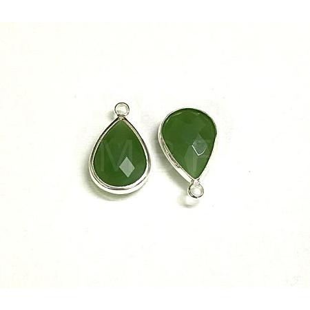 Silver Color Plated Brass Glass Teardrop Pendants GLAA-M006-A-05S-1