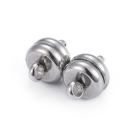 Tarnish Resistant 202 Stainless Steel Magnetic Clasps with Loops STAS-P206-03P-B-1