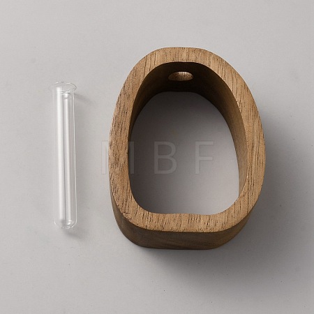 Wooden Frame & Glass Tube Vase AJEW-WH0817-184A-1