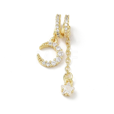Brass Micro Pave Clear Cubic Zirconia Pendants CU-CBA9FFD-02G-1
