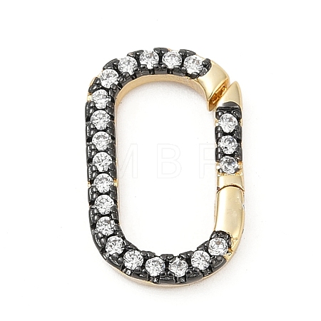 Brass Micro Pave Cubic Zirconia Spring Gate Rings KK-U062-49G-1