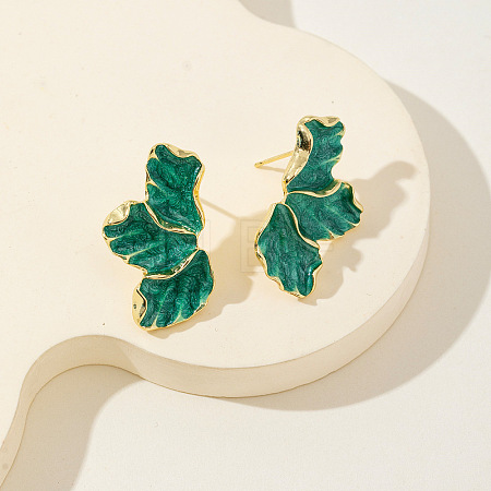 Flower Alloy Enamel Stud Earrings FS-WG50345-05-1