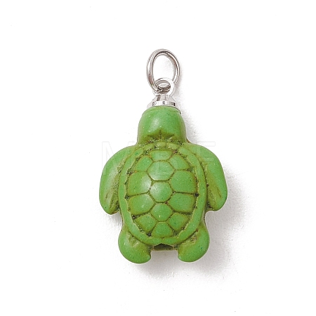 Dyed Synthetic Turquoise Pendants PALLOY-JF05376-01-1