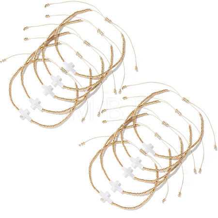 6Pcs Glass Seed Bead Braided Bead Bracelet Set CF1875-7-1