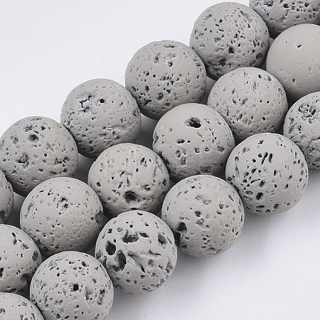 Spray Painted Natural Lava Rock Beads Strands G-N0324-B-02-1