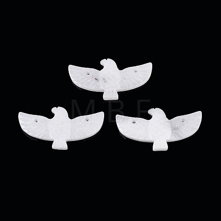 Eagle Shape Natural White Jade Gemstone Pendants G-P563-05E-1