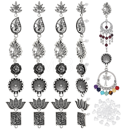 28Pcs 7 Styles Tibetan Style Alloy Stud Earring Findings TIBE-PH0002-61-1