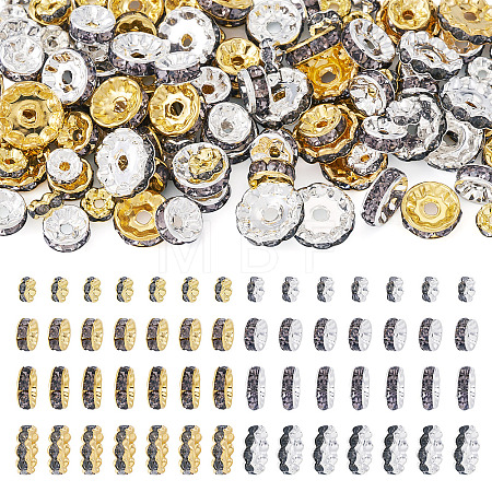 120Pcs Brass Rhinestone Spacer Beads RB-TA0001-36A-1