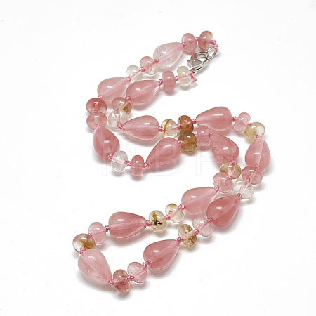 Cherry Quartz Glass Beaded Necklaces NJEW-S389-04-1