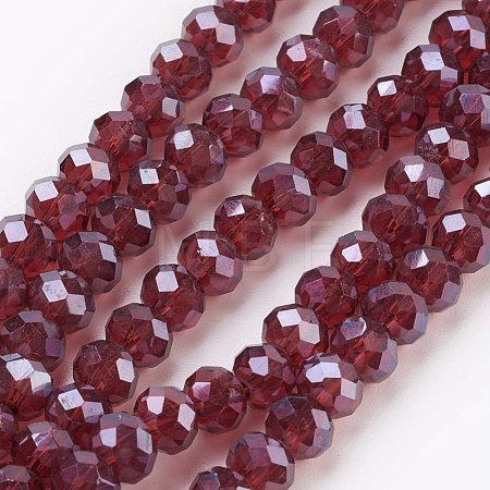 Electroplate Glass Beads Strands GLAA-K027-PL-A03-1
