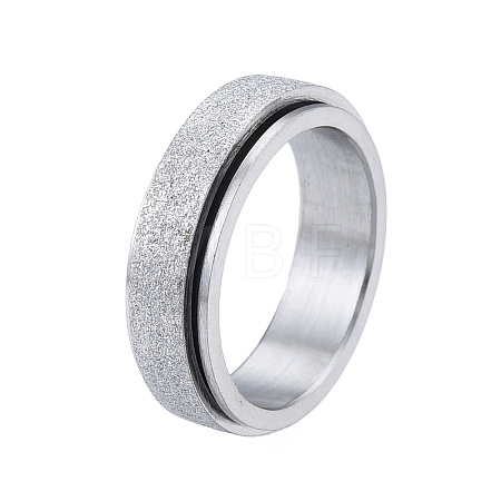Non-Tarnish 201 Stainless Steel Sand Blast Rotating Finger Ring RJEW-N043-06P-1
