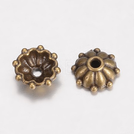 Tibetan Style Alloy Fancy Bead Caps X-PALLOY-D348-09AB-1