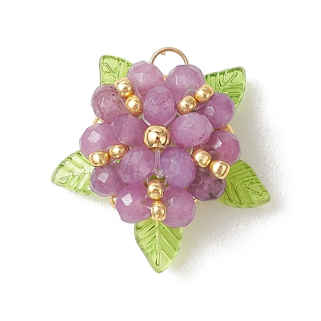 Dyed Natural Malaysia Jade & Glass Beaded Pendants PALLOY-MZ01265-03-1