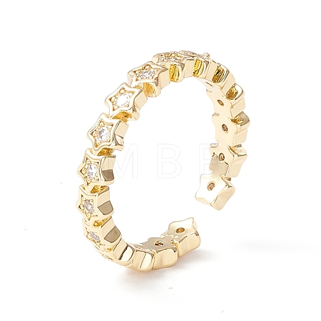 Clear Cubic Zirconia Star Cuff Ring X-KK-D067-34G-RS-1