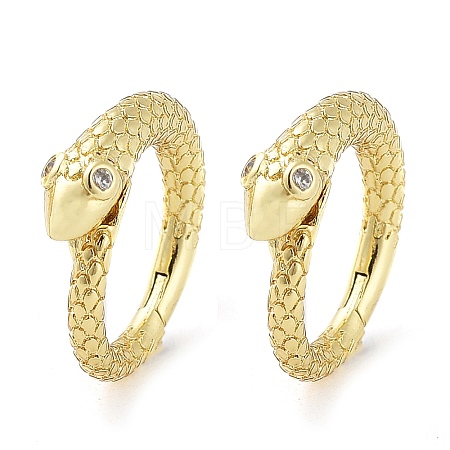 Snake Rack Plating Brass with Cubic Zirconia Twister Clasp EJEW-Z031-01G-1
