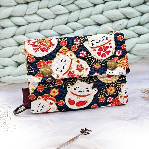 Cartoon Cat Shape Printed Cloth Zipper Wallets PW-WG4FCA5-02-1