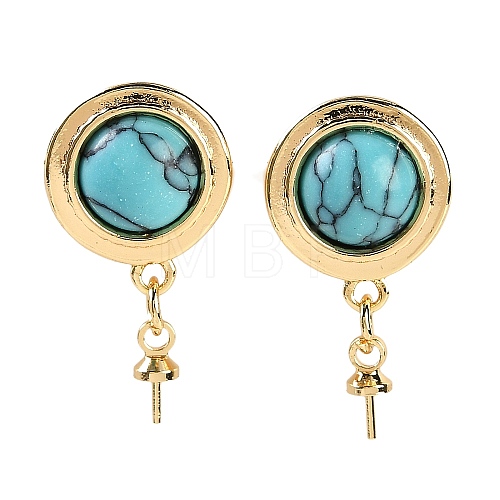 Synthetic Turquoise Stud Earring Findings KK-P283-04G-1