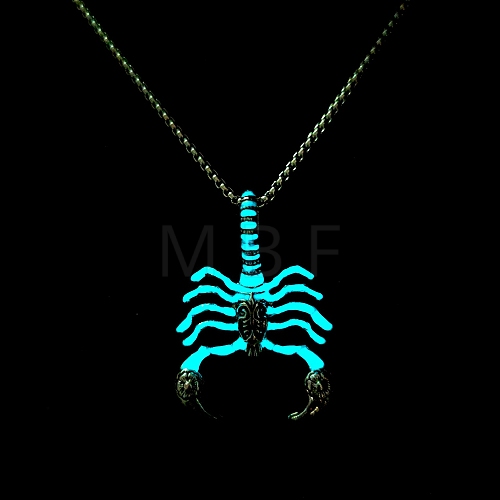 Luminous Glow in the Dark Alloy Scorpio Pendant Necklaces PW-WG90861-03-1