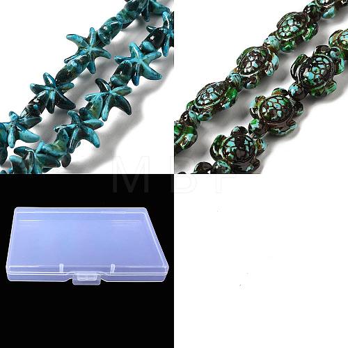 ARRICRAFT 4 Strands 2 Styles Synthetic Turquoise Dyed Beads Strands G-AR0005-81-1