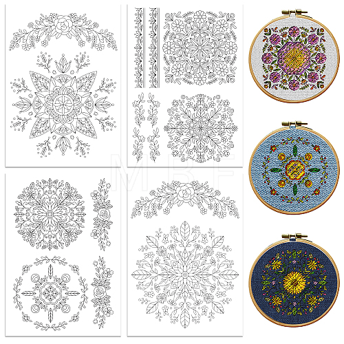 4 Sheets 11.6x8.2 Inch Stick and Stitch Embroidery Patterns DIY-WH0455-193-1