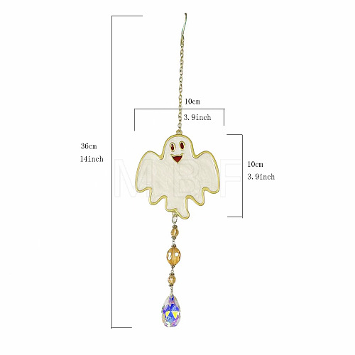 Halloween Ghost Alloy & Iron & Eanmel Wind Chime PW-WG7FA08-02-1