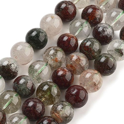 Natural Four Seasons Lodolite Quartz Beads Strands G-Z063-A02-01-1