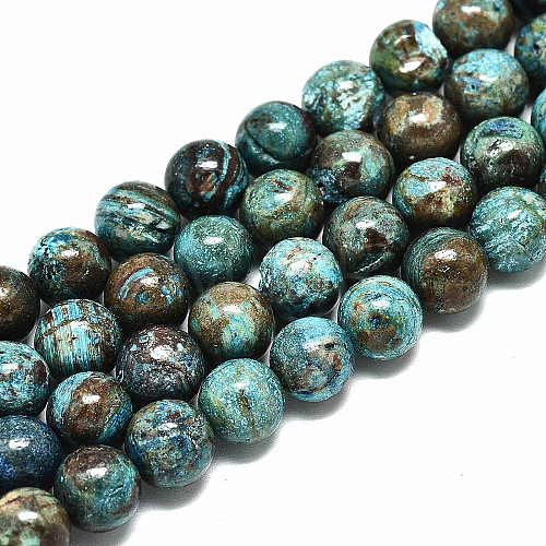 Natural Chrysocolla Beads Strands G-R485-10-8mm-1