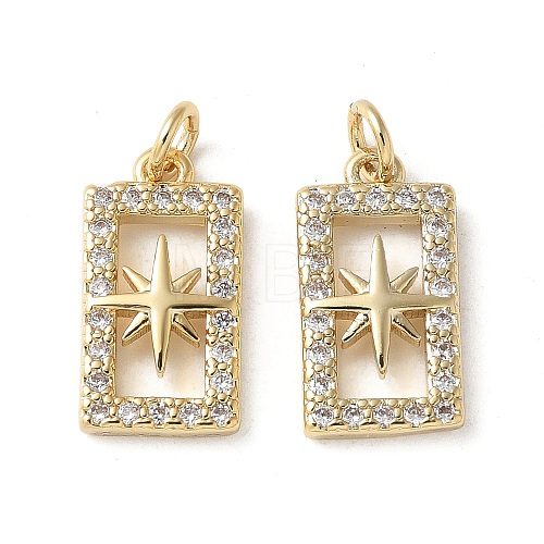 Brass Micro Pave Clear Cubic Zirconia Pendants KK-Q031-32G-02-1