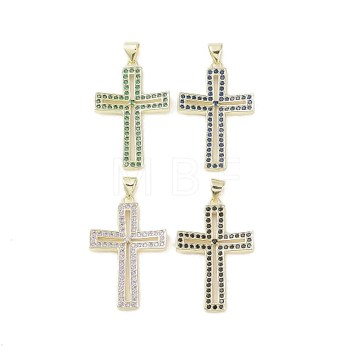 Real 18K Gold Plated Brass Micro Pave Cubic Zirconia Pendants KK-A209-25G-1