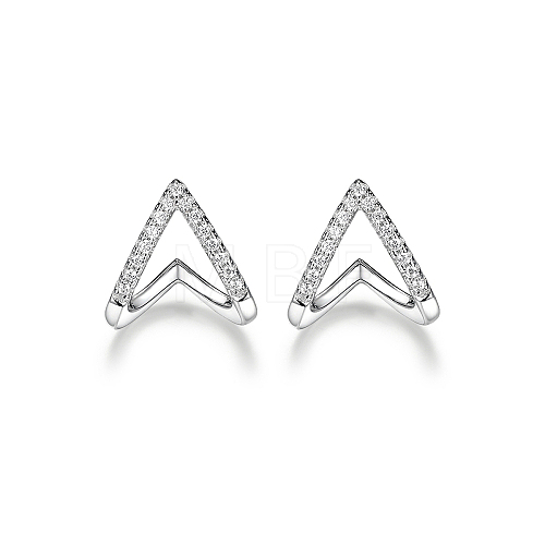 S925 Sterling Silver Micro Pave Clear Cubic Zirconia Triangle Stud Earrings Simple Fashion Accessories GY6327-1