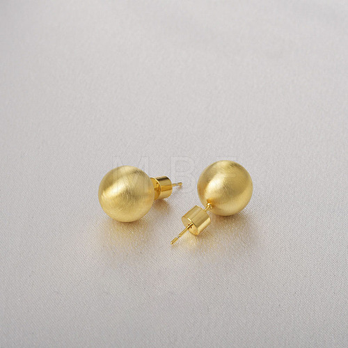 Round Ball Drawbench Brass Ear False Plugs for Women EJEW-G391-24C-G-1