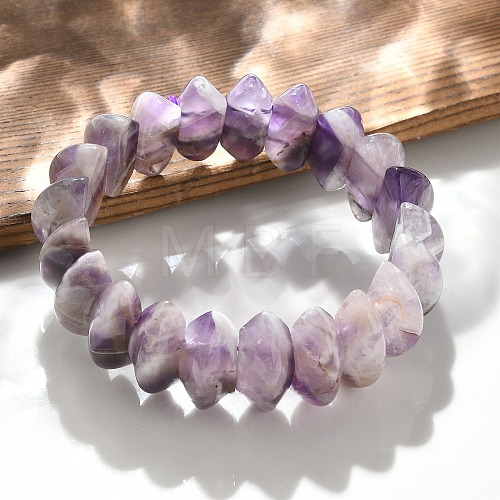 Bicone Natural Amethyst Beads Stretch Bracelets for Women Men BJEW-C097-05A-1