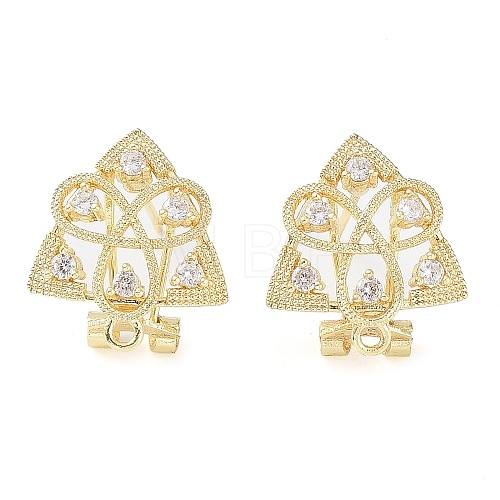 Hollow Trinity Knot Brass Micro Pave Cubic Zirconia Stud Earrings Finding KK-E083-13G-1