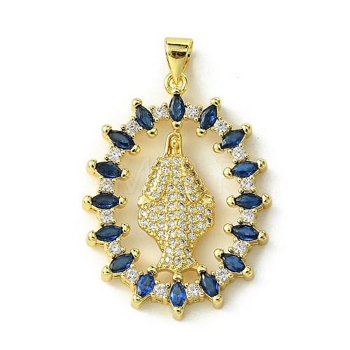 Brass Micro Pave Colorful Cubic Zirconia Pendants KK-H472-51F-G-1