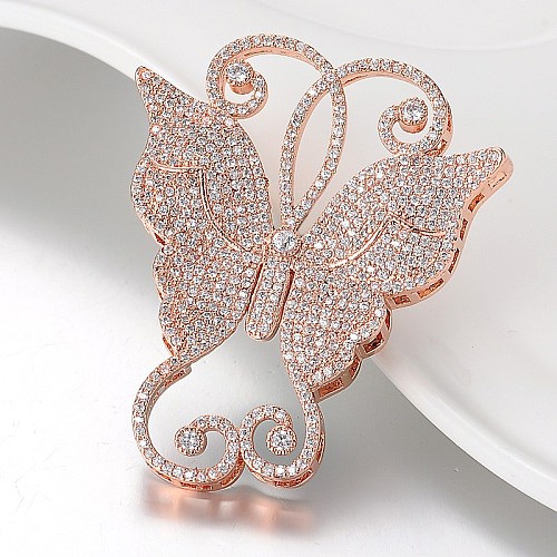 Butterfly Brass Micro Pave Cubic Zirconia Big Pendants ZIRC-O017-01-1