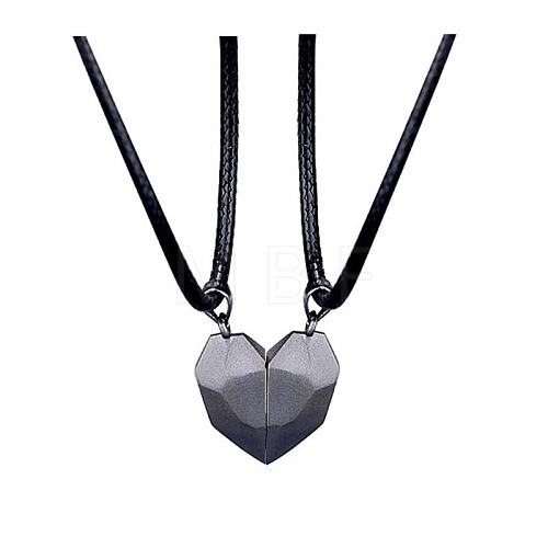 Valentine's Day Stainless Steel Magnetic Heart-shaped Couples Necklace Set with Peach Heart Pendant RE7695-7-1