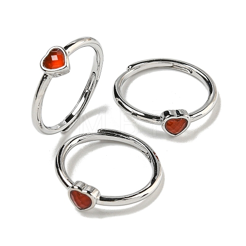 Heart Natural CarnelianAdjustable Rings RJEW-Q818-02P-01-1