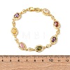 Oval Brass Micro Pave Cubic Zirconia Link Chain Bracelets for Women BJEW-D387-04G-06-5