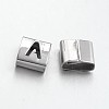 Tarnish Resistant Letter Style 201 Stainless Steel Square Slide Charms STAS-L132-13-1