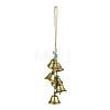 Iron Bell & Synthetic Turquoise Skull Pendant Decoration HJEW-JM00991-A-1