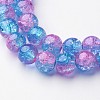 31~32 inch  Pink/ Blue Crackle Inner Blossom Glass Round Beads X-GGC8MM038-1