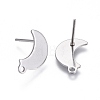 304 Stainless Steel Crescent Moon Stud Earring Findings STAS-L238-077P-2