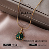 Vintage 304 Stainless Steel Enamel Pendant Round Snake Chain Necklaces for Women QH4448-4-1
