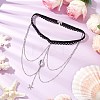 304 Stainless Steel Cable Chains & Electroplated Shell Pendant Tassel Thigh Leg Chains AJEW-AN00649-01-1