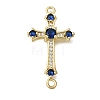 Religion Brass Pave Blue Cubic Zirconia Connector Charms KK-G602-07G-06-1