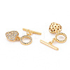 Brass Micro Pave Clear Cubic Zirconia Toggle Clasps KK-S354-295A-01-NF-2