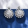 Brass Micro Pave Clear Cubic Zirconia Stud Earrings EJEW-C130-01P-3