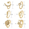 6Pcs 6 Styles Brass Micro Pave Clear Cubic Zirconia Cuff Rings RJEW-LS0001-34G-5