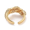 Twist Brass Micro Pave Clear Cubic Zirconia Open Cuff Ring for Women RJEW-C102-04G-3